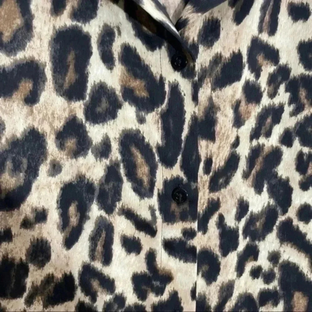 Kenneth Cole Leopard Print Button Down Dress Small - image 6